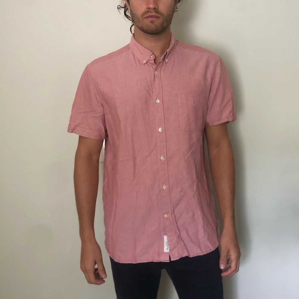 Salmon color short sleeve button up